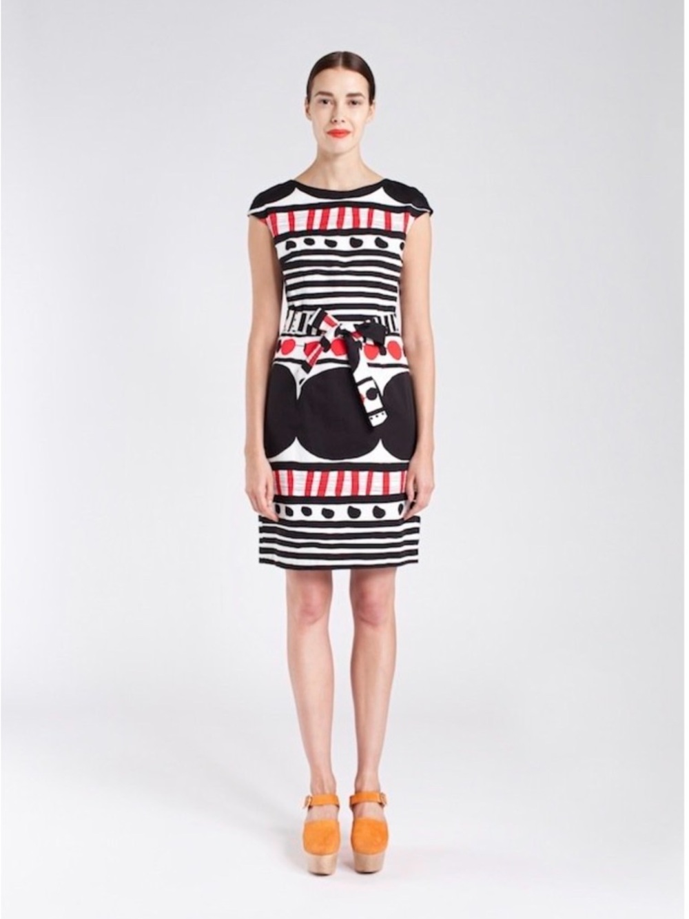 Marimekko Black White & Red Graphic Printed Mini Dress